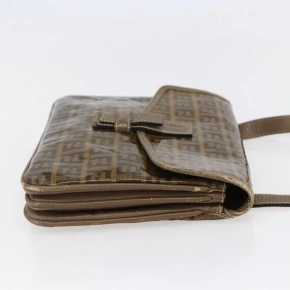 Authentic FENDI Zucchino Canvas Shoulder Bag Coated Canvas Beige - Picture 11 of 16